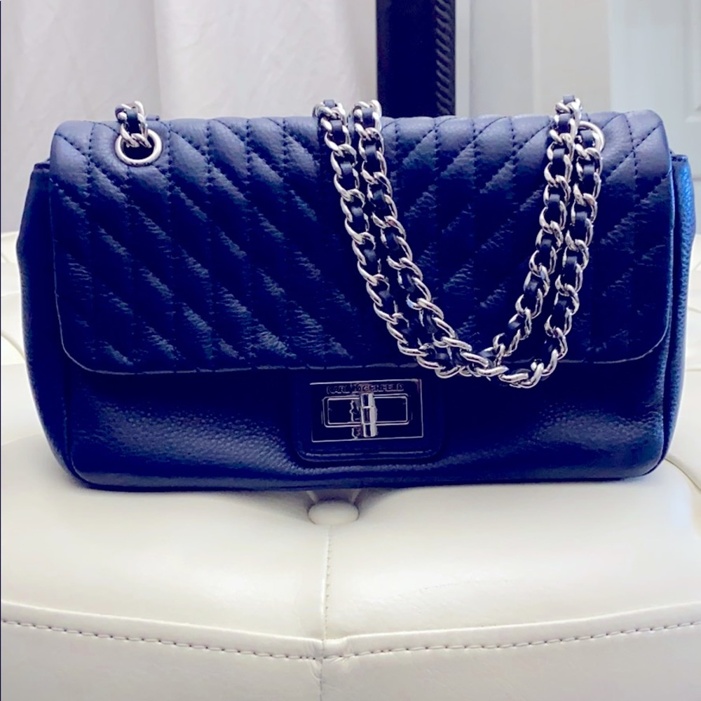 Karl Lagerfeld Agyness Shoulder Bag Navy Blue